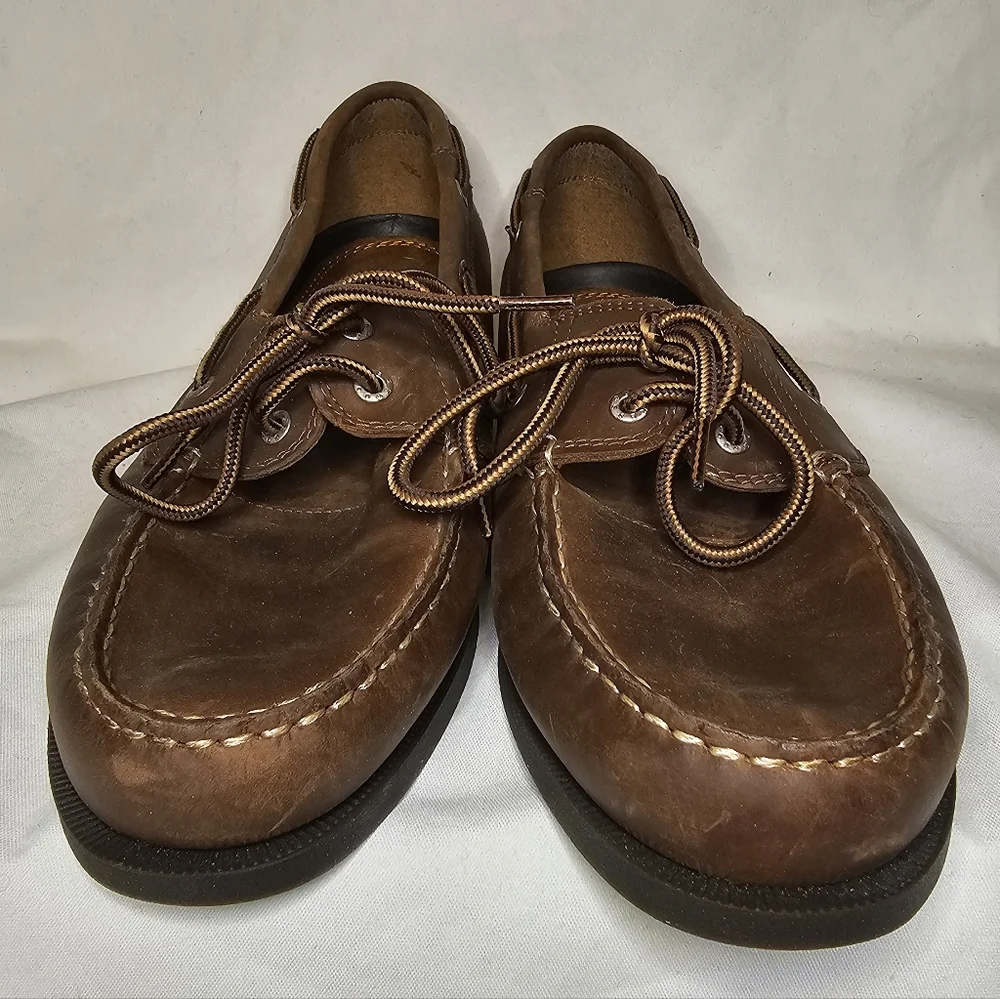 Dockers Classic Leather Boat Shoes Size 10.5 Brown Preppy Quiet Luxury Old Money